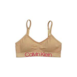 Calvin Klein Big Girls Printed Rushed Seamless Crop Bra - Nude, Size S, NWT